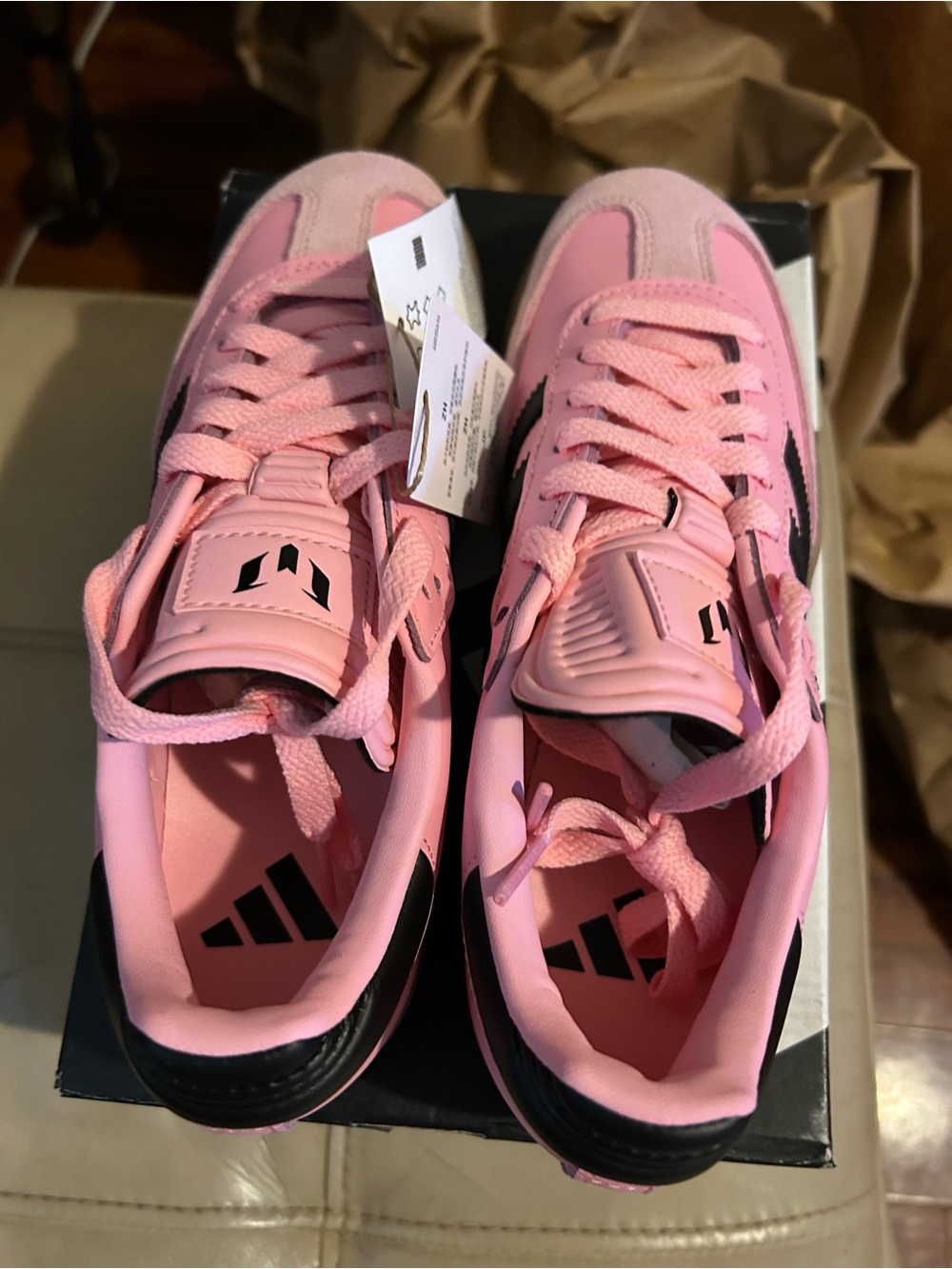 Women’s Adidas Pink and Black Samba Messi J Sneakers - Picture 6 of 6